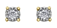 10K Yellow Gold 0.10cttw Illusion Set Diamond Stud Earrings