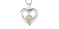 Silver & 10K Yellow Gold 0.02 cttw Diamond Heart Necklace