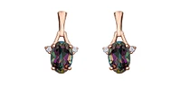 10K White & Rose Gold 1.20cttw Mystic Topaz and 0.02cttw Diamond Stud / Dangle / Drop Earring
