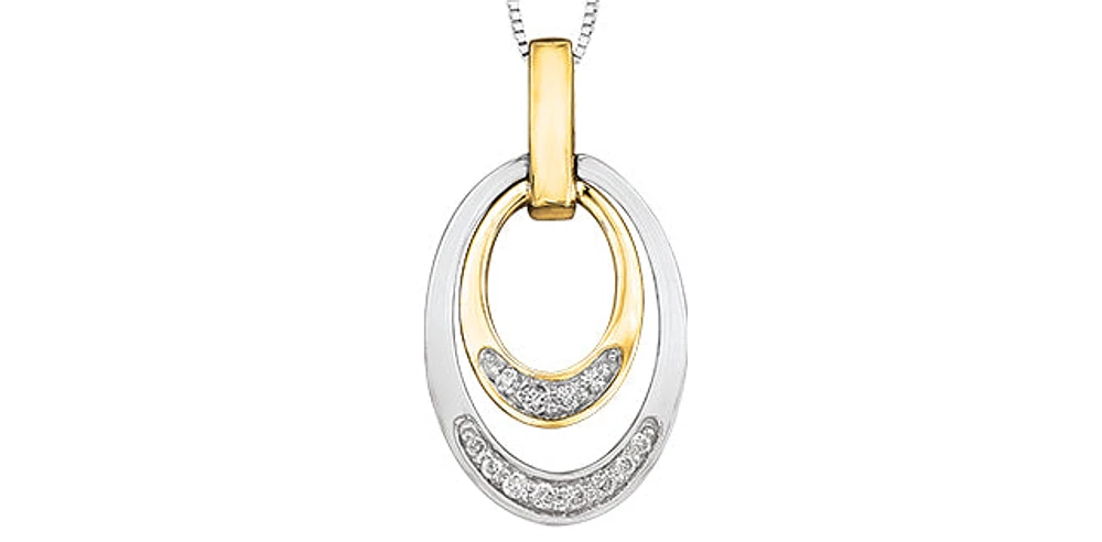10K White & Yellow Gold 0.10cttw Canadian Diamond Pendant, 18"