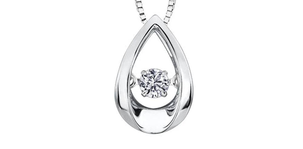 10K White Gold 0.05cttw Diamond Pulse Pendant, 18"