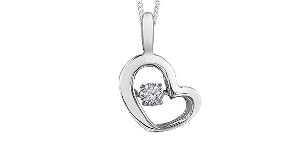 10K White Gold 0.05 Diamond Pulse Pendant, 18"