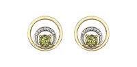 10K Yellow Gold 0.60cttw Peridot & 0.04cttw Diamond Stud Dangle Drop Earrings