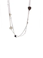 10K White Gold Hearts Double Link Anklet with 0.5 Inch Adjuster - 10 Inches