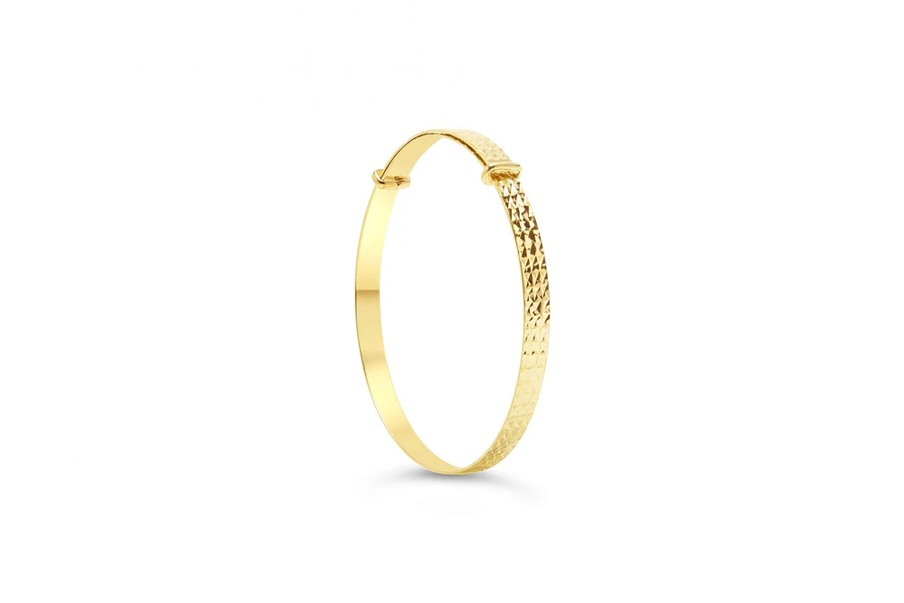 10K Yellow Gold Diamond Cut Baby Bangle