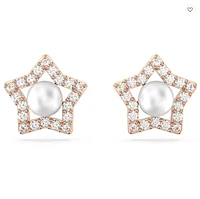 Swarovski Stella Stud Earrings Round Cut, Star, White, Rose Gold-tone Plated - 5645465-Discontinued