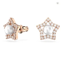 Swarovski Stella Stud Earrings Round Cut, Star, White, Rose Gold-tone Plated - 5645465-Discontinued