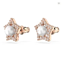 Swarovski Stella Stud Earrings Round Cut, Star, White, Rose Gold-tone Plated - 5645465-Discontinued