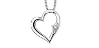 10K White Gold 0.01cttw Diamond Heart Necklace, 18"