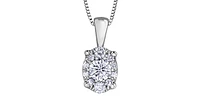 10K White Gold 0.23 cttw Diamond Oval Shaped Necklace, 18"