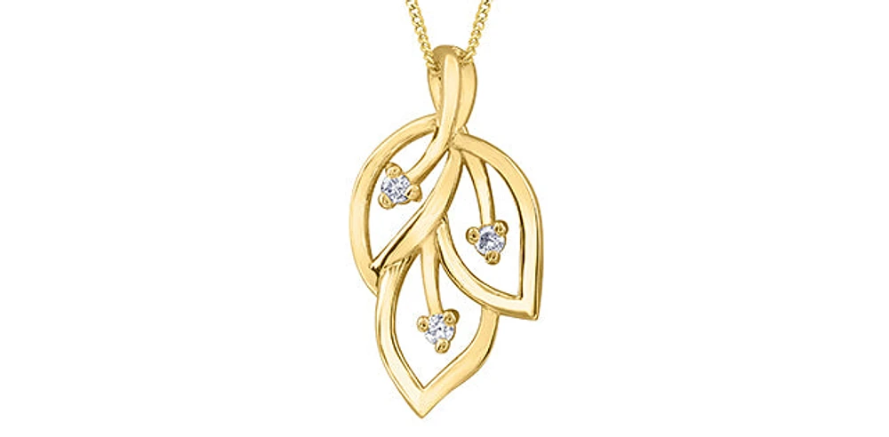 10K Yellow Gold 0.03cttw Diamond Necklace, 18"