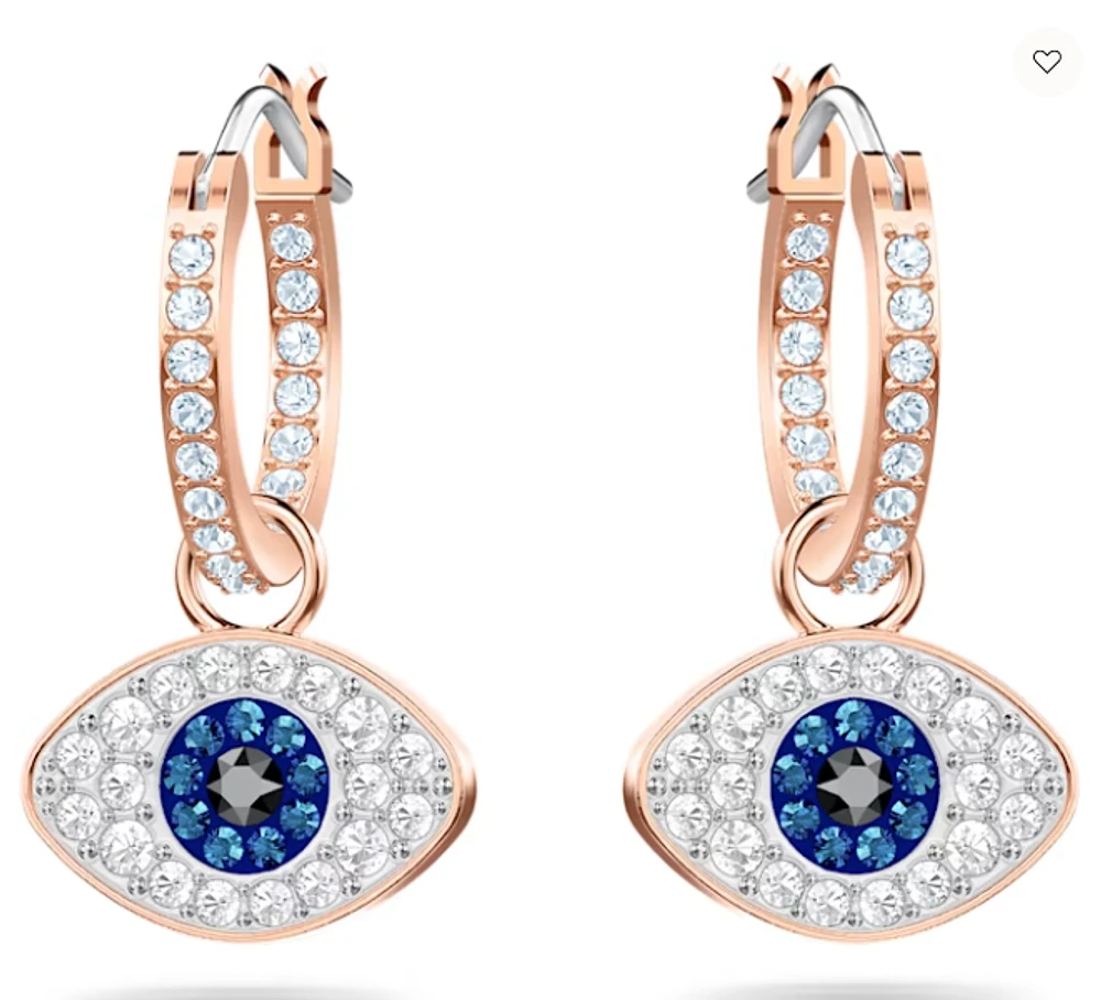 Swarovski Symbolic hoop earrings Evil Eye, Blue, Rose Gold-tone Plated - 5425857