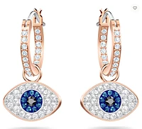 Swarovski Symbolic hoop earrings Evil Eye, Blue, Rose Gold-tone Plated - 5425857