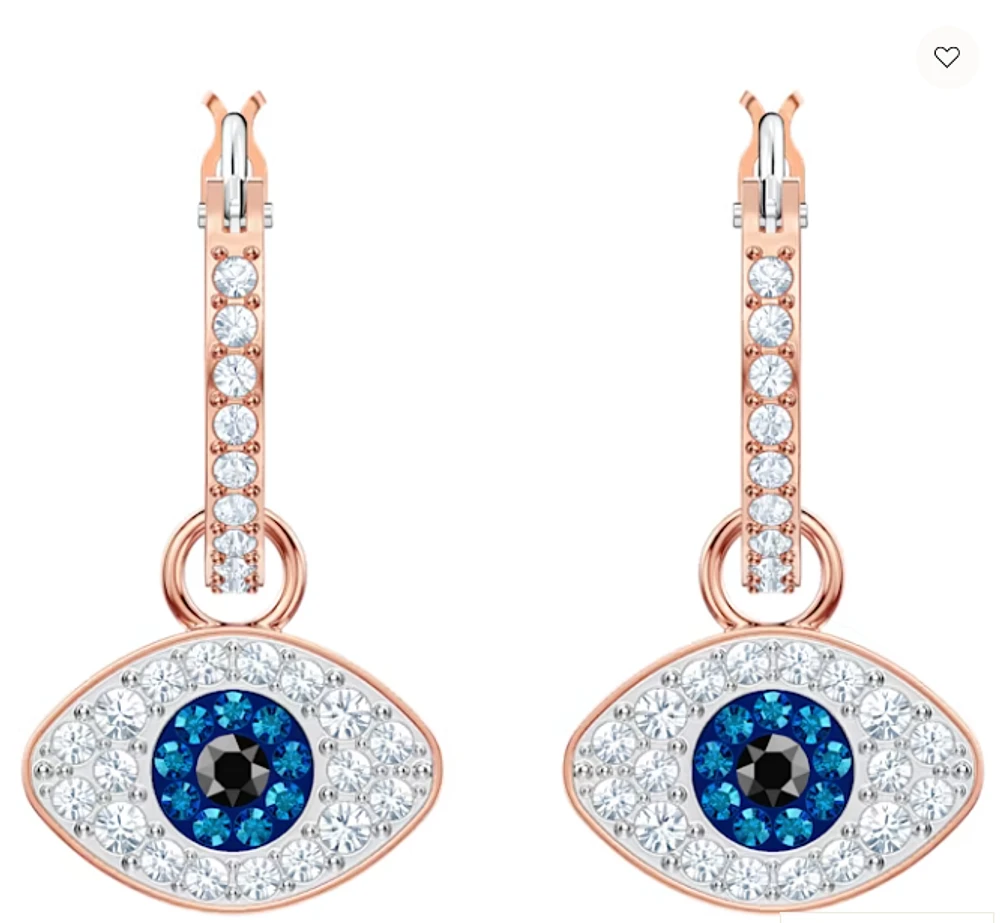 Swarovski Symbolic hoop earrings Evil Eye, Blue, Rose Gold-tone Plated - 5425857