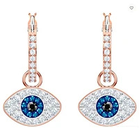 Swarovski Symbolic hoop earrings Evil Eye, Blue, Rose Gold-tone Plated - 5425857