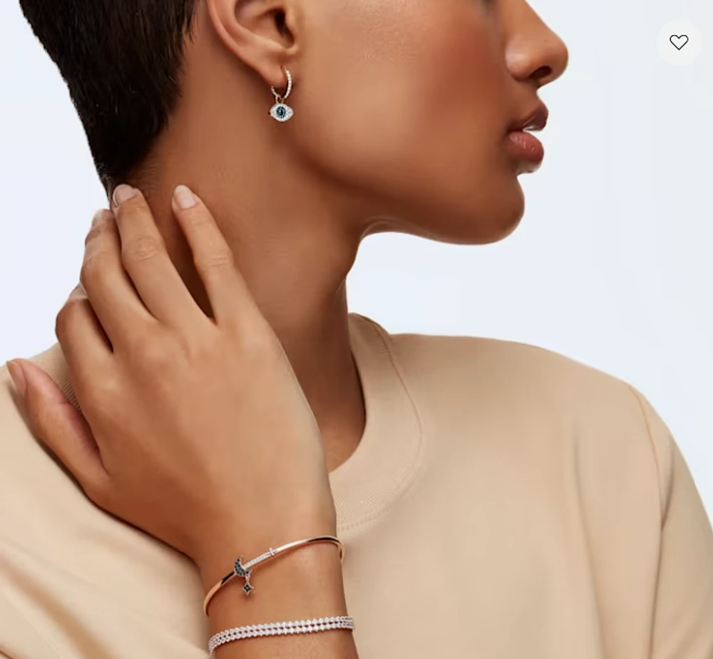 Swarovski Symbolic hoop earrings Evil Eye, Blue, Rose Gold-tone Plated - 5425857