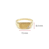 10K Yellow Gold 0.007cttw Diamond Signet Ring for Men, - /