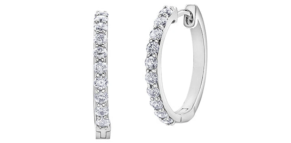 10K White Gold 0.50cttw Diamond Huggies - 17mm