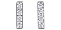 10K White Gold 0.072cttw Diamond Bar Earring - 6.5mm