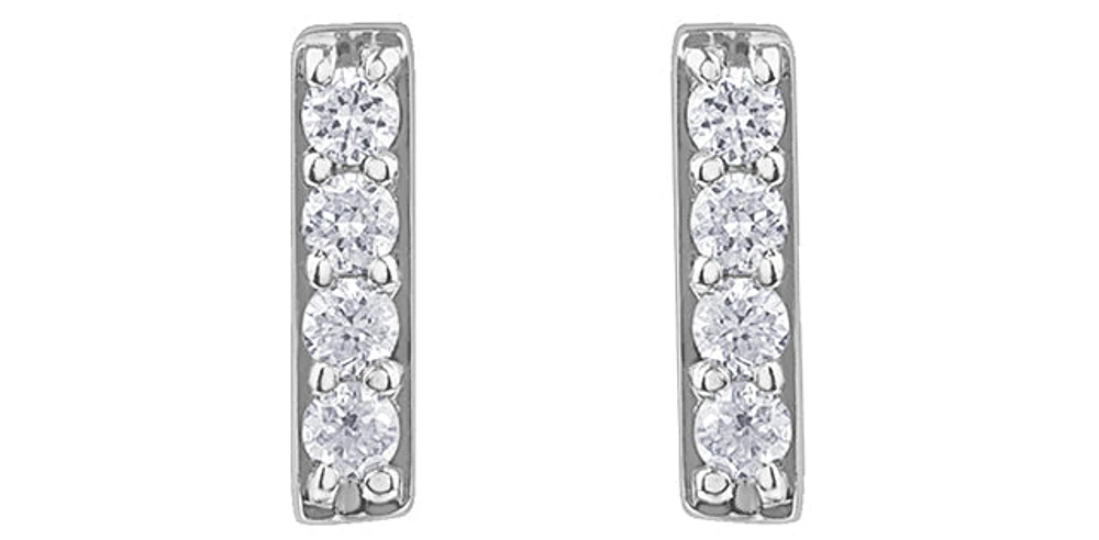 10K White Gold 0.14cttw Diamond Bar Earring