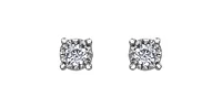 10K White Gold 0.50cttw Diamond Illusion Setting 4 Claw Stud Earrings - 6mm