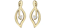 10K Yellow Gold 0.04cttw Diamond Leaf Earrings - 15mm x 6mm