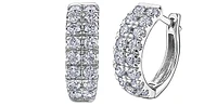 10K White Gold 0.75cttw Diamond Double Band Hoops - 12mm