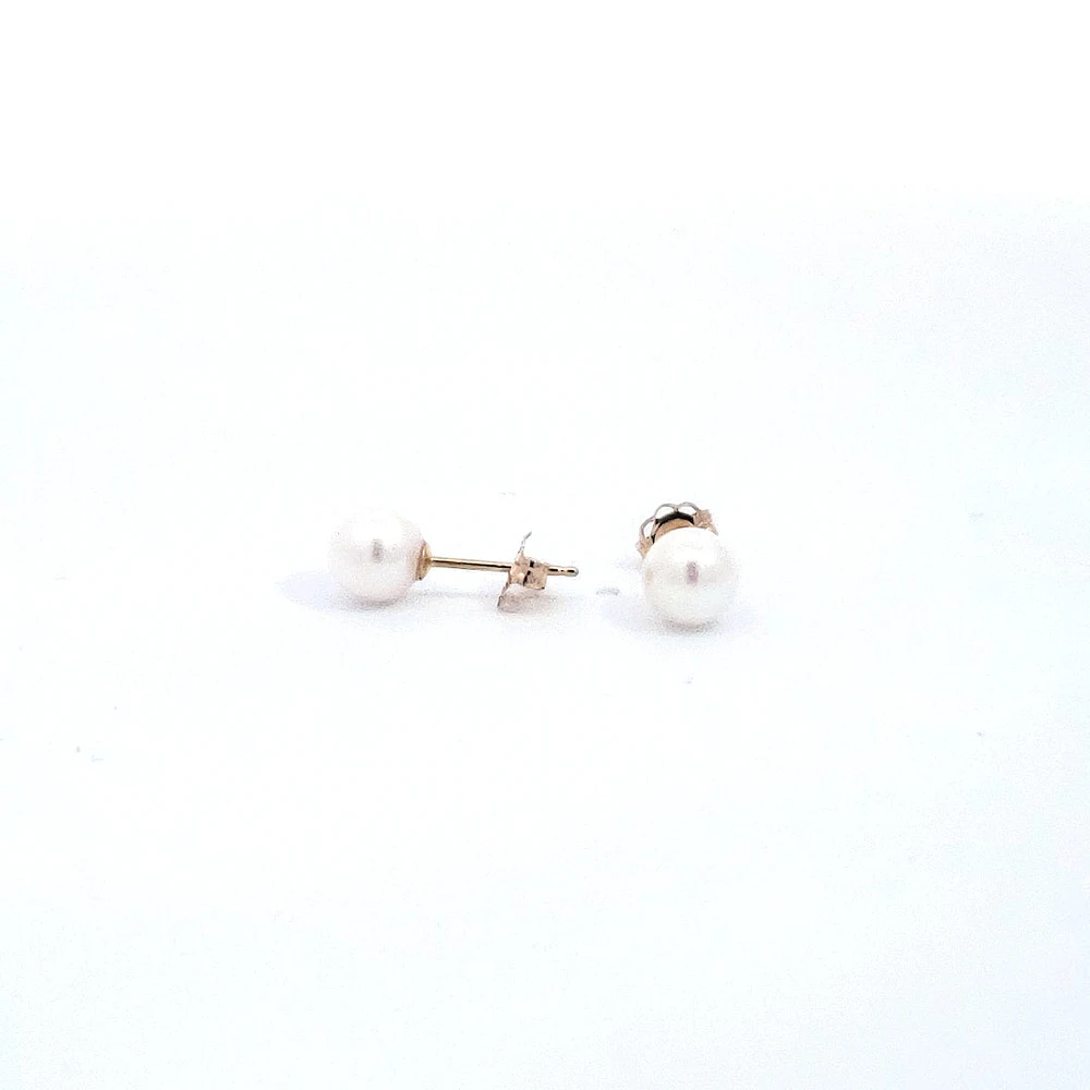 14K Yellow Gold 5.5-6.0mm Cultured Pearl Earrings with Butterfly Backs