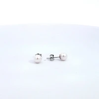 14K White Gold 5-5.5mm Cultured Pearl Earrings with Butterfly Backs