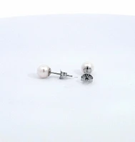 14K White Gold 5-5.5mm Cultured Pearl Earrings with Butterfly Backs