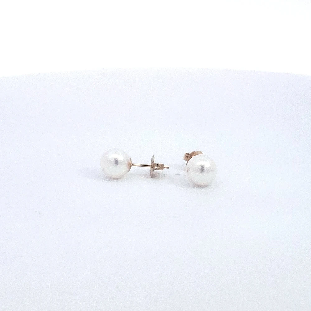 14K Gold 6.5-7.0mm Cultured Pearl Earrings with Butterfly Backs
