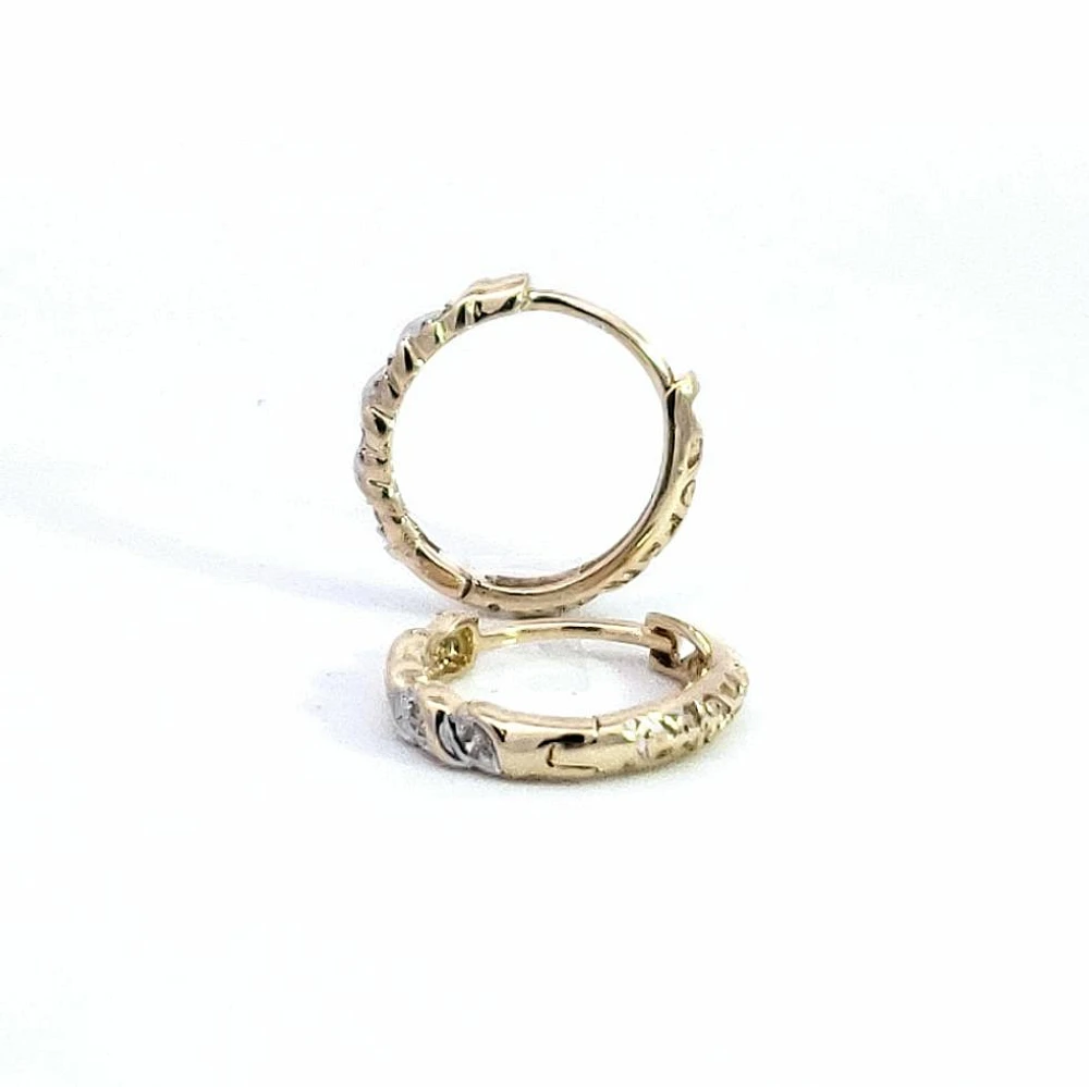 10K Yellow Gold 0.08cttw Diamond Hoop / Huggie Earrings
