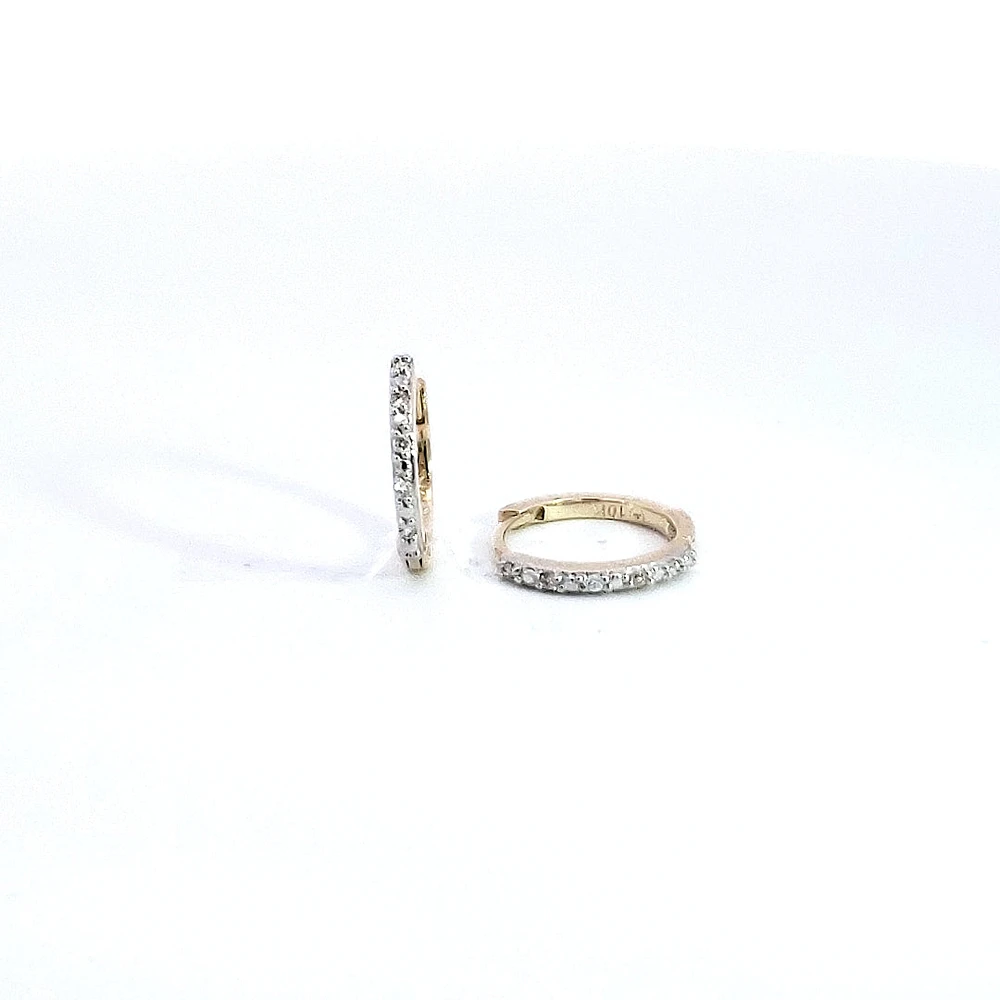 10K Gold 0.05cttw Diamond Hoop / Huggie Earrings