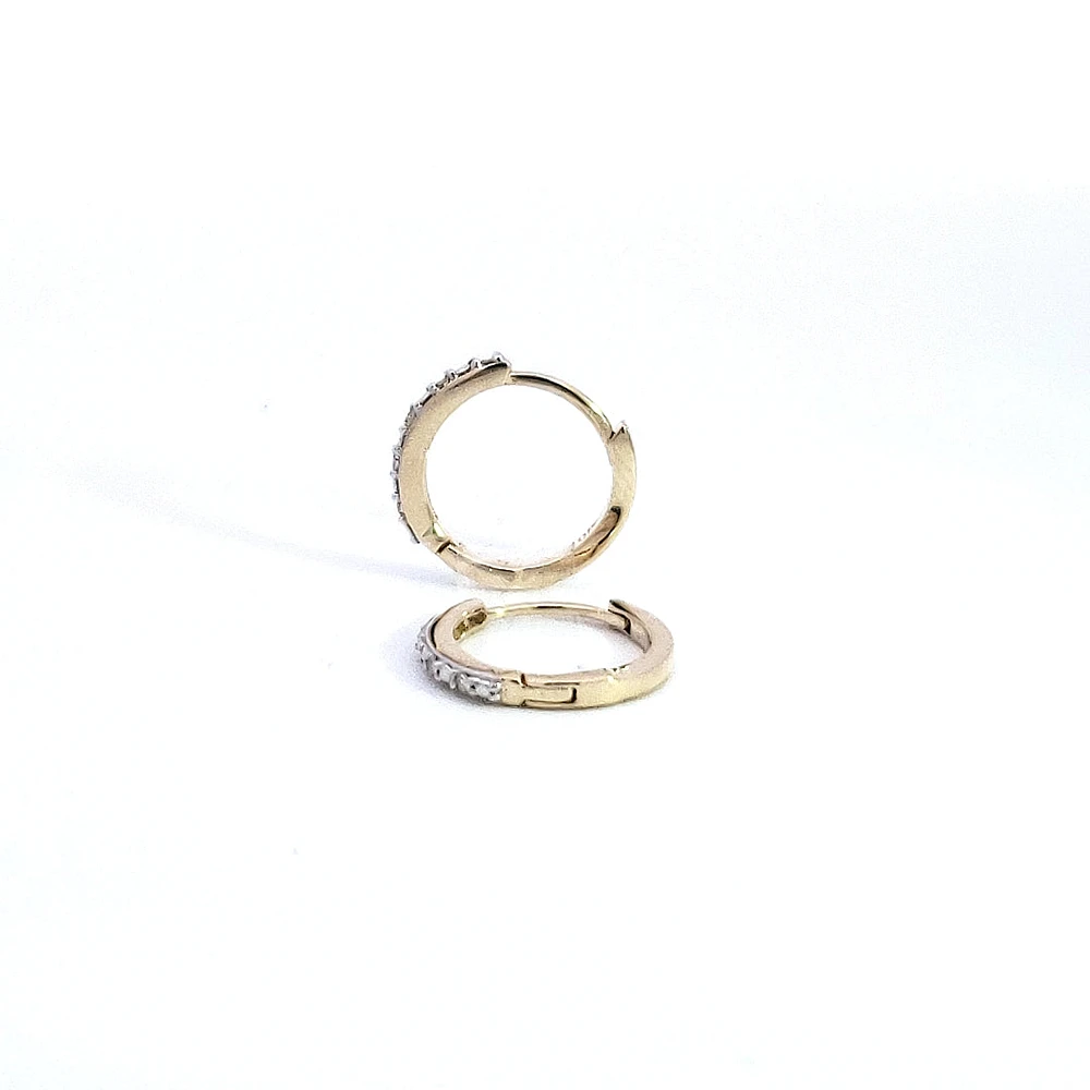 10K Gold 0.05cttw Diamond Hoop / Huggie Earrings