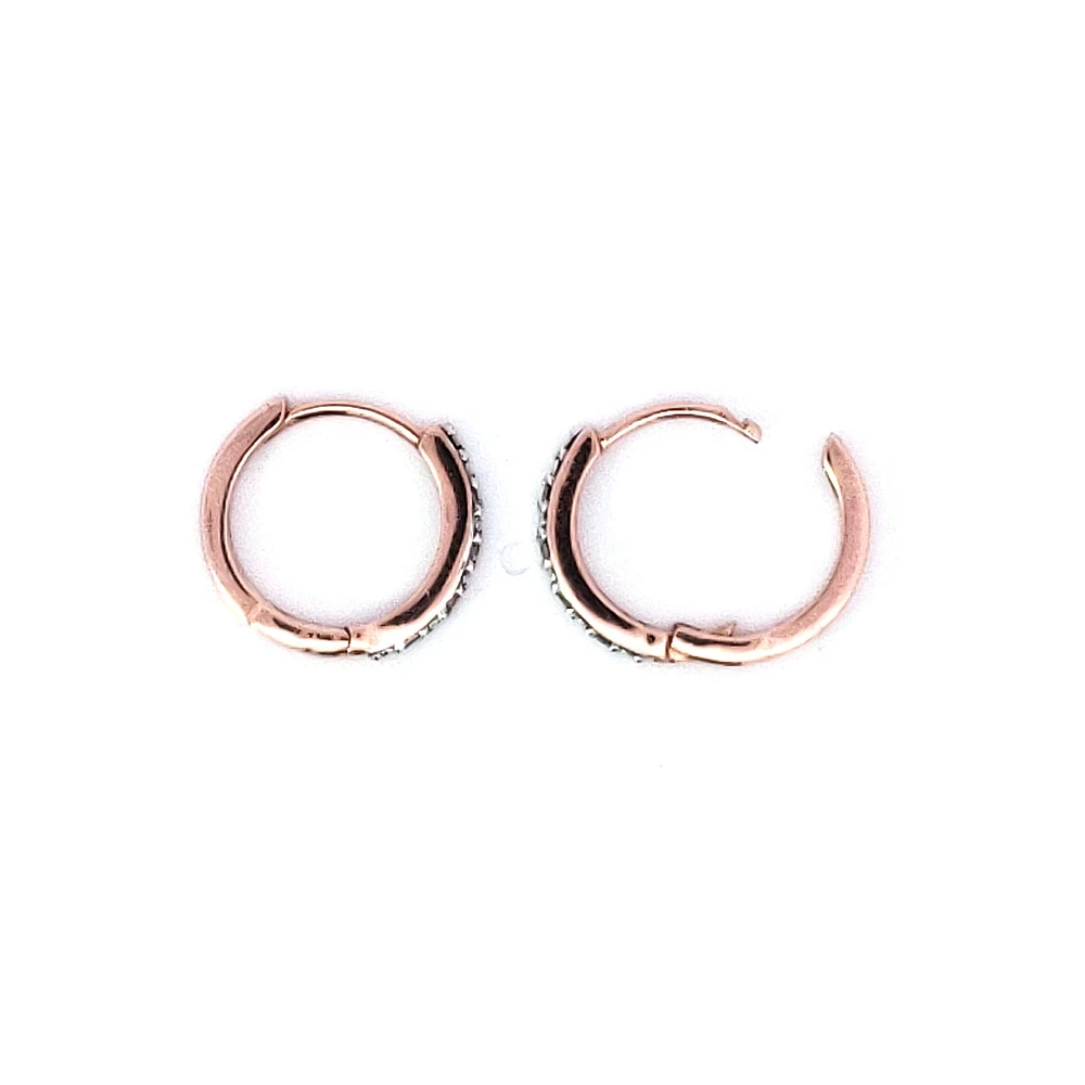 10K Rose Gold 0.05cttw Diamond Hoop / Huggie Earrings