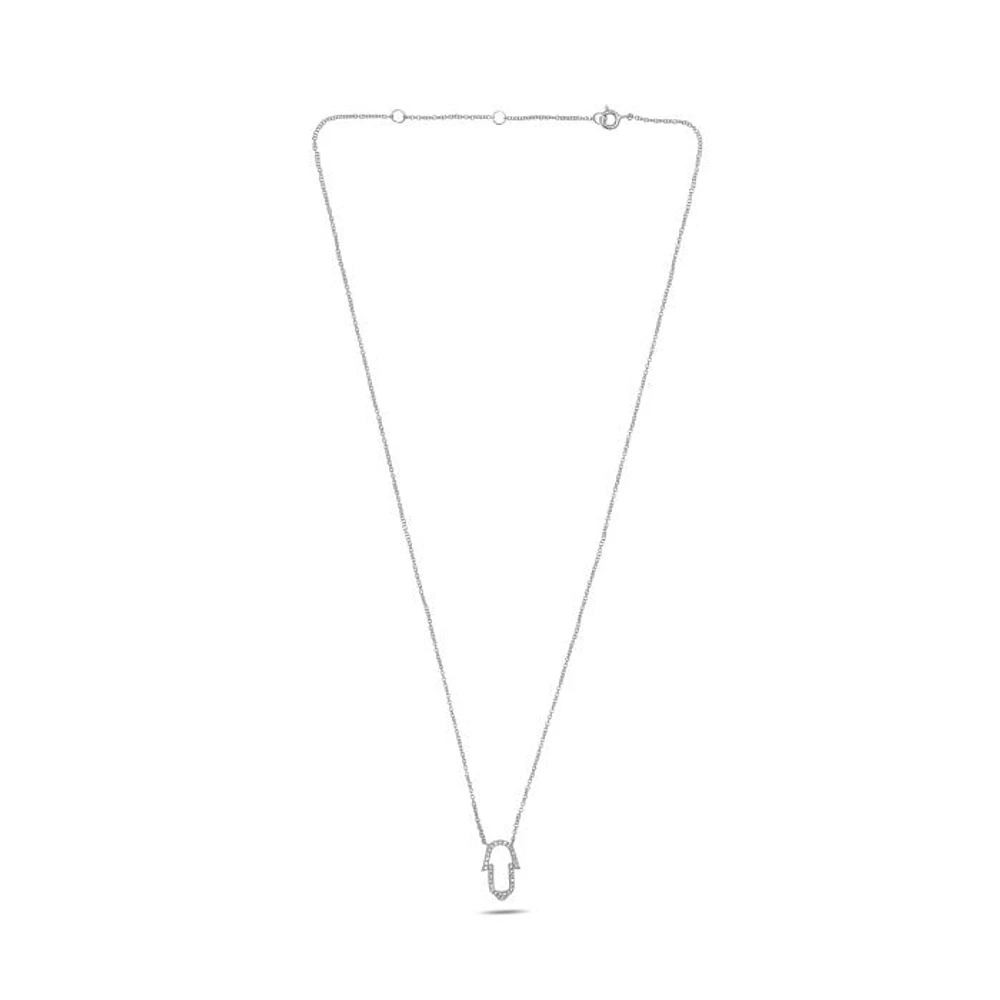 14K White Gold Diamond Necklace, 18"