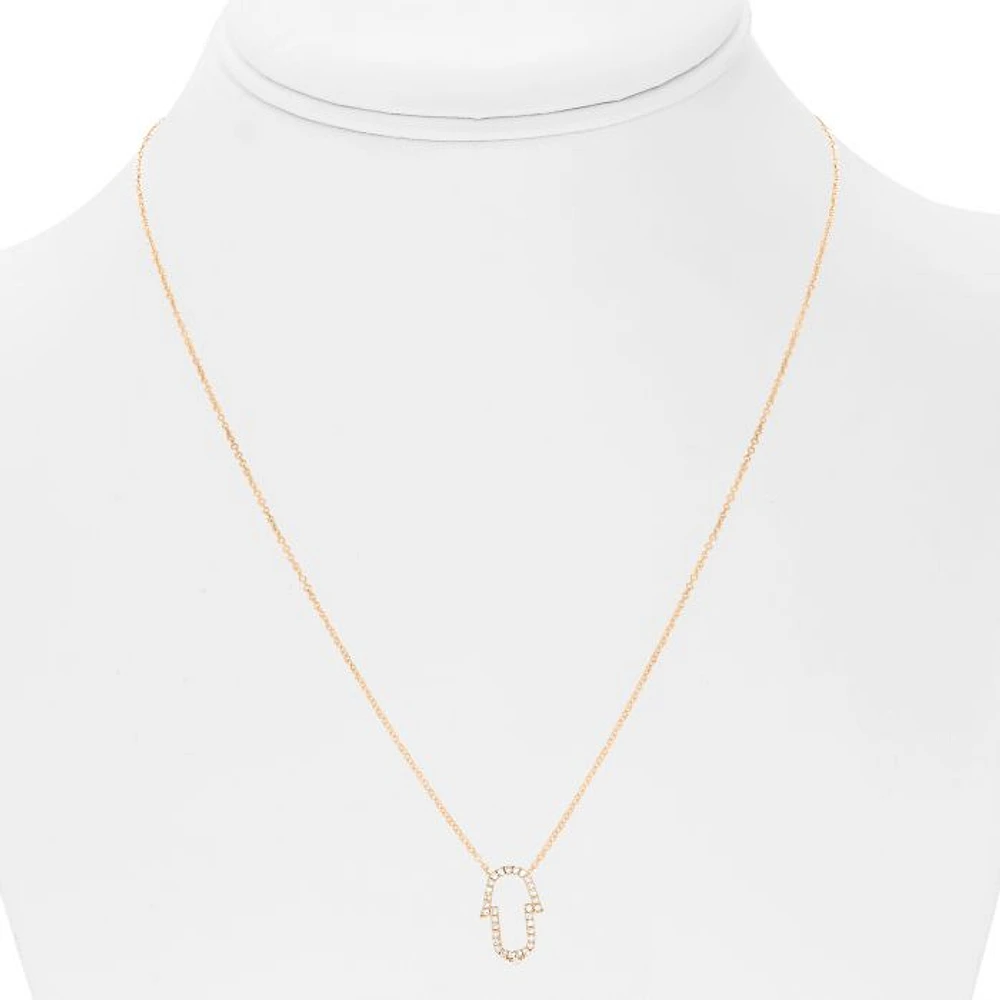 14K White Gold Diamond Necklace, 18"