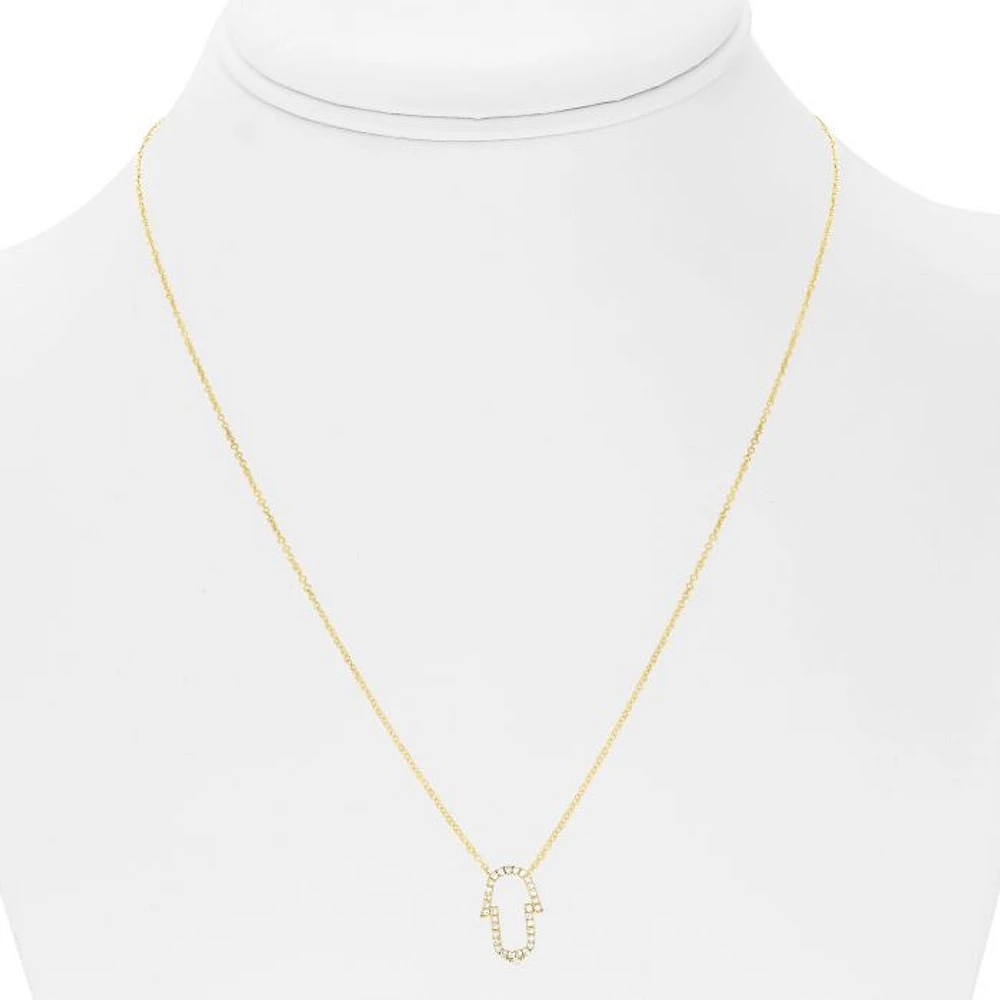 14K White Gold Diamond Necklace, 18"