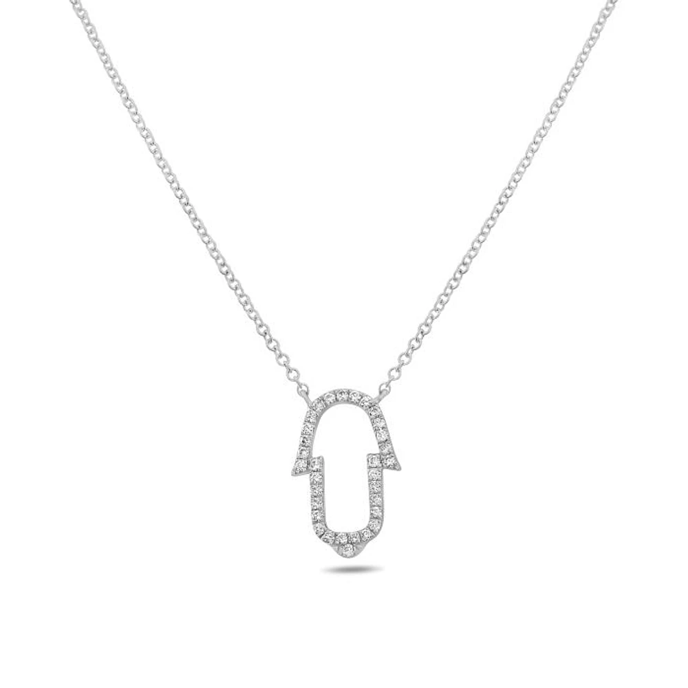 14K White Gold Diamond Necklace, 18"