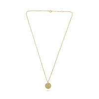 14K White Gold Diamond Pave Circle Necklace, 18"
