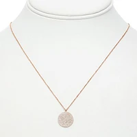 14K White Gold Diamond Pave Circle Necklace, 18"