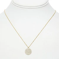 14K White Gold Diamond Pave Circle Necklace, 18"