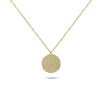 14K White Gold Diamond Pave Circle Necklace, 18"