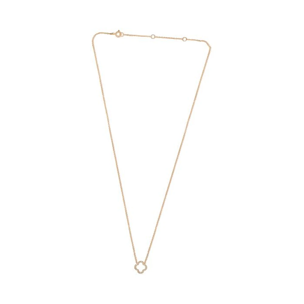 14K White Gold Diamond Quatrefoil Necklace, 18"