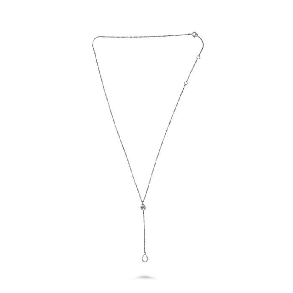 14K White Gold Diamond "Y" Shaped Necklace, 18"