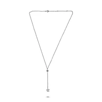 14K White Gold Diamond "Y" Shaped Star Necklace, 18"