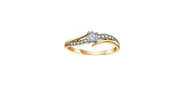10K Yellow Gold 0.10cttw Illusion Setting Diamond Ring - /