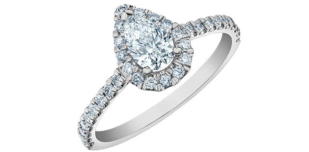 14K Gold 0.92cttw Lab Grown Diamond Pear Shape Engagement Ring - / 4