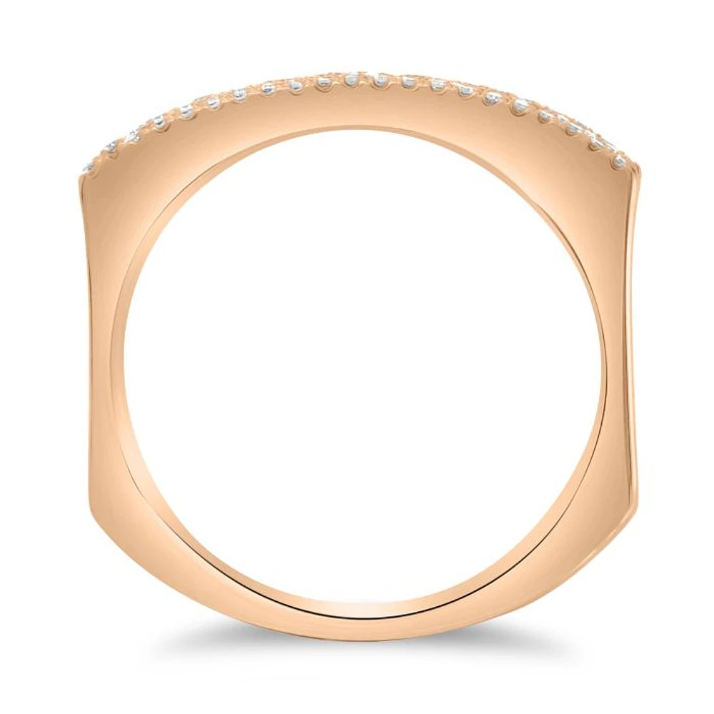 14K White, Yellow or Rose Gold 0.19cttw Diamond Three Row Indented Band - 14K White Gold