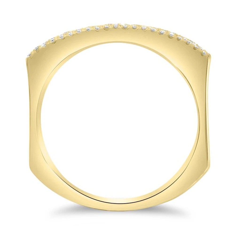 14K White, Yellow or Rose Gold 0.19cttw Diamond Three Row Indented Band - 14K White Gold